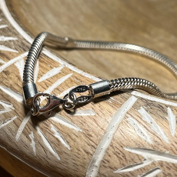 Charm Snake Chain 925 Sterling Silver Italy Bracelet - Picture 7 of 10
